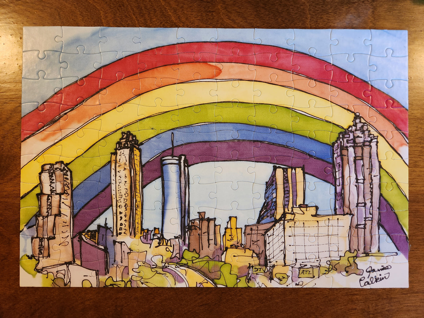 Downtown Atlanta in Rainbow 100 Piece Puzzle