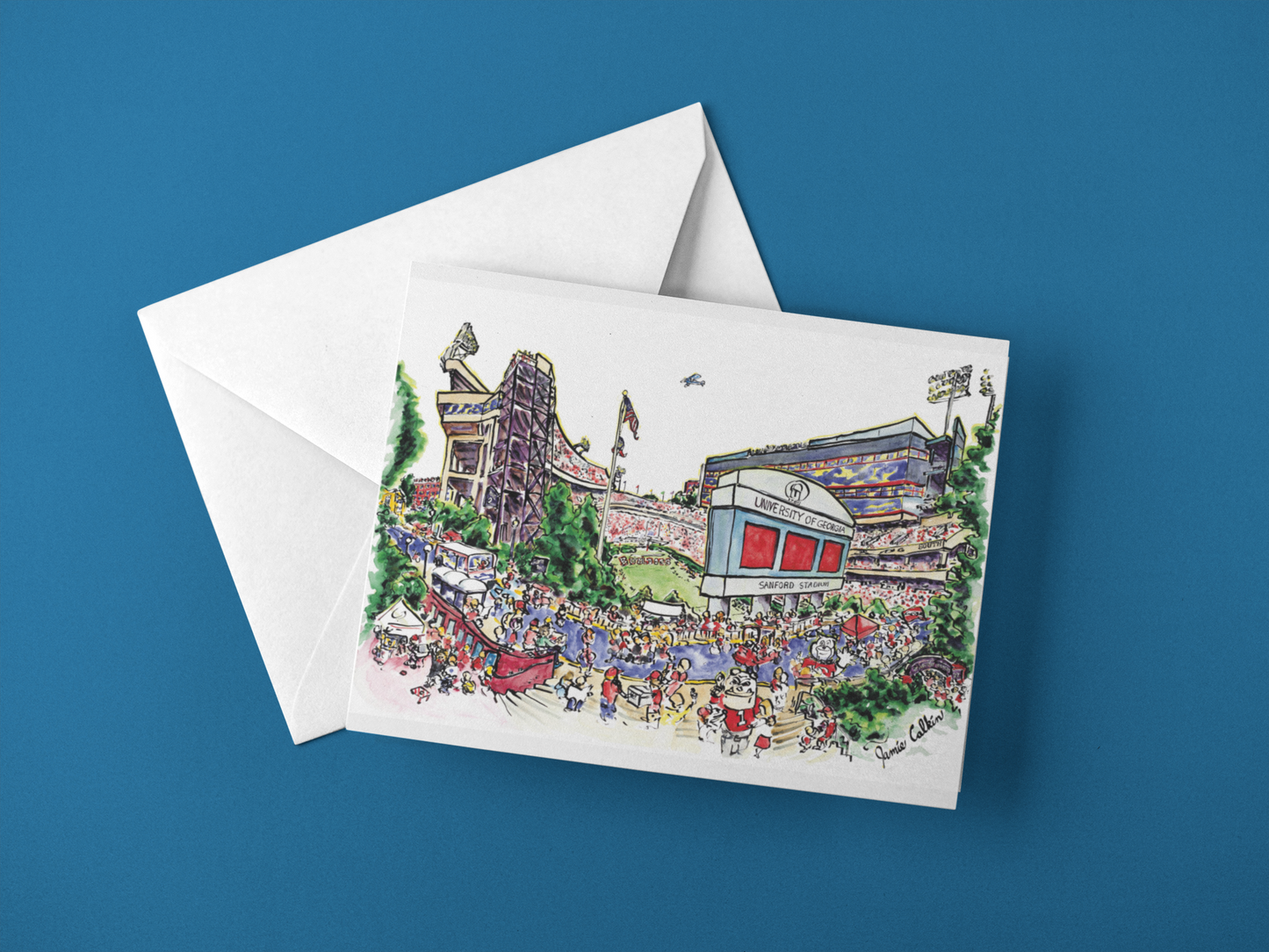 Sanford Stadium from Bridge Folded Card