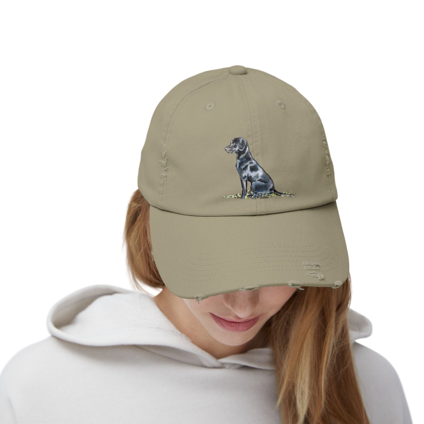 Black Lab Distressed Cap