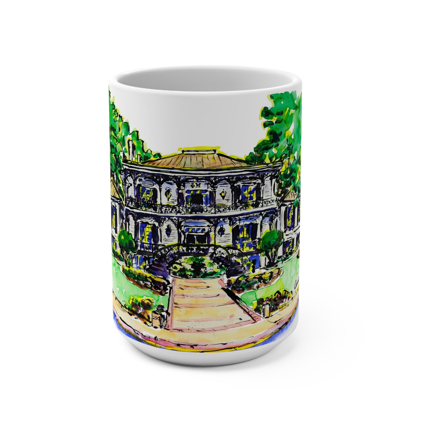 15oz Mug with Phi Mu House at UGA