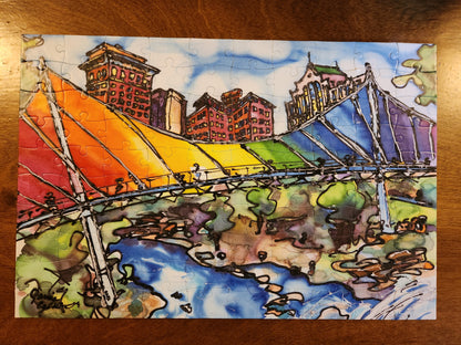 Greenville Liberty Bridge in Rainbow 100 Piece Puzzle